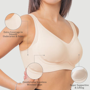 Supportive Bras for Women No Underwire, Comfortable Full Coverage, Seamless Side Back Smoothing 1