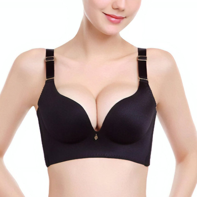 No Underarm Bulge Deep V Smooth Cup Push In Wireless Bra 1