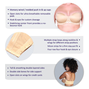 BULGEnator No Underarm Bulge Stay-up Multiway Supportive Strapless Bra 10 black | FINALLYBRA